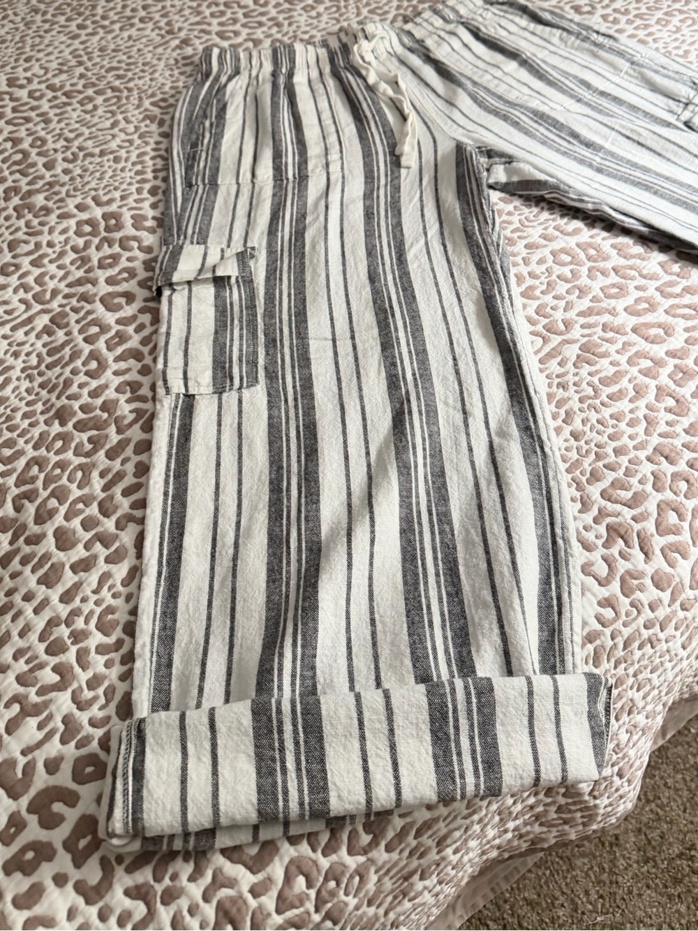 Roxy Striped Black & White Cargo Pants